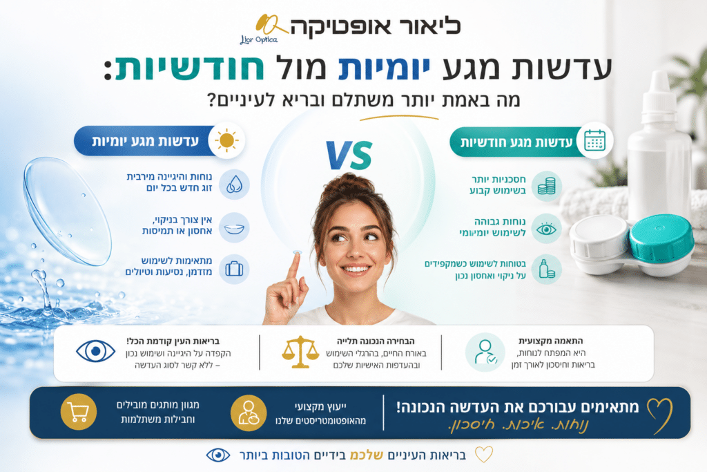 עדשות חודשיות מול עדשות יומיות - מאמר של ליאור אופטיקה